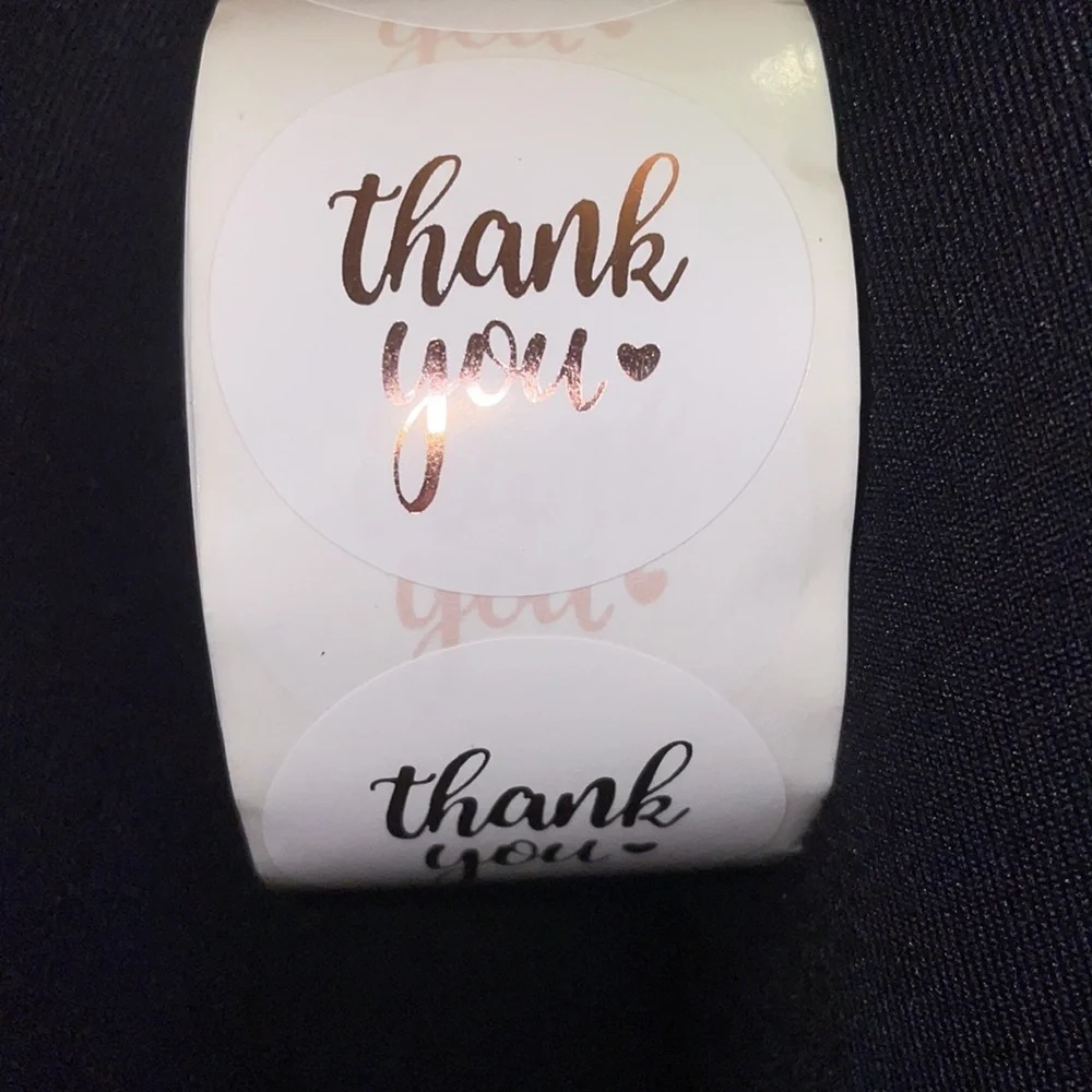 200 Rose Gold Thank You Stickers‎